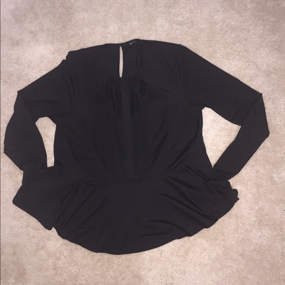 Plus peplum mesh black top